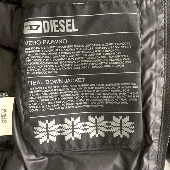 Diesel Boys Down Jacket Black - Picture 7 of 9